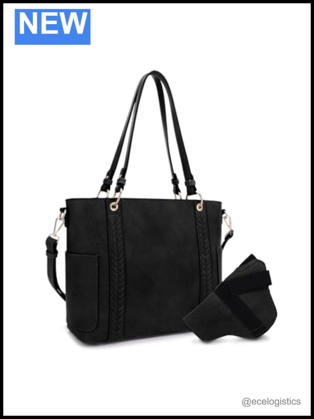 Faux Leather Concealed Carry Tote with Lock and Holster